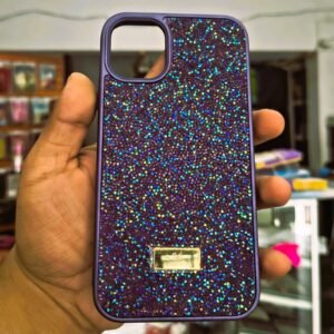 Funda color morada con brillos al reverso