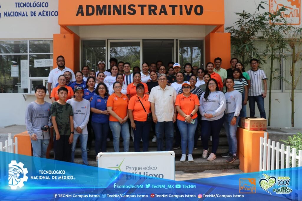 Grupo de personas del área administrativa del Tecnológico Nacional de México - Campus Istmo frente al edificio administrativo.
Foto de equipo del personal administrativo del Tecnológico con letrero "ADMINISTRATIVO" y logotipos del campus.
Numeroso grupo posando frente a la entrada naranja del área administrativa del Tecnológico Nacional de México.
Personal administrativo del Tecnológico - Campus Istmo reunido para una fotografía grupal.
Imagen del equipo administrativo del Tecnológico Nacional de México - Campus Istmo frente a sus oficinas.